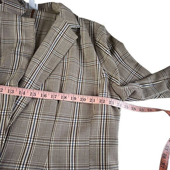 Ava & Viv Boxy Blazer Plus Sz 1X Single Button Brown Plaid Academia Career Work - Picture 9 of 10